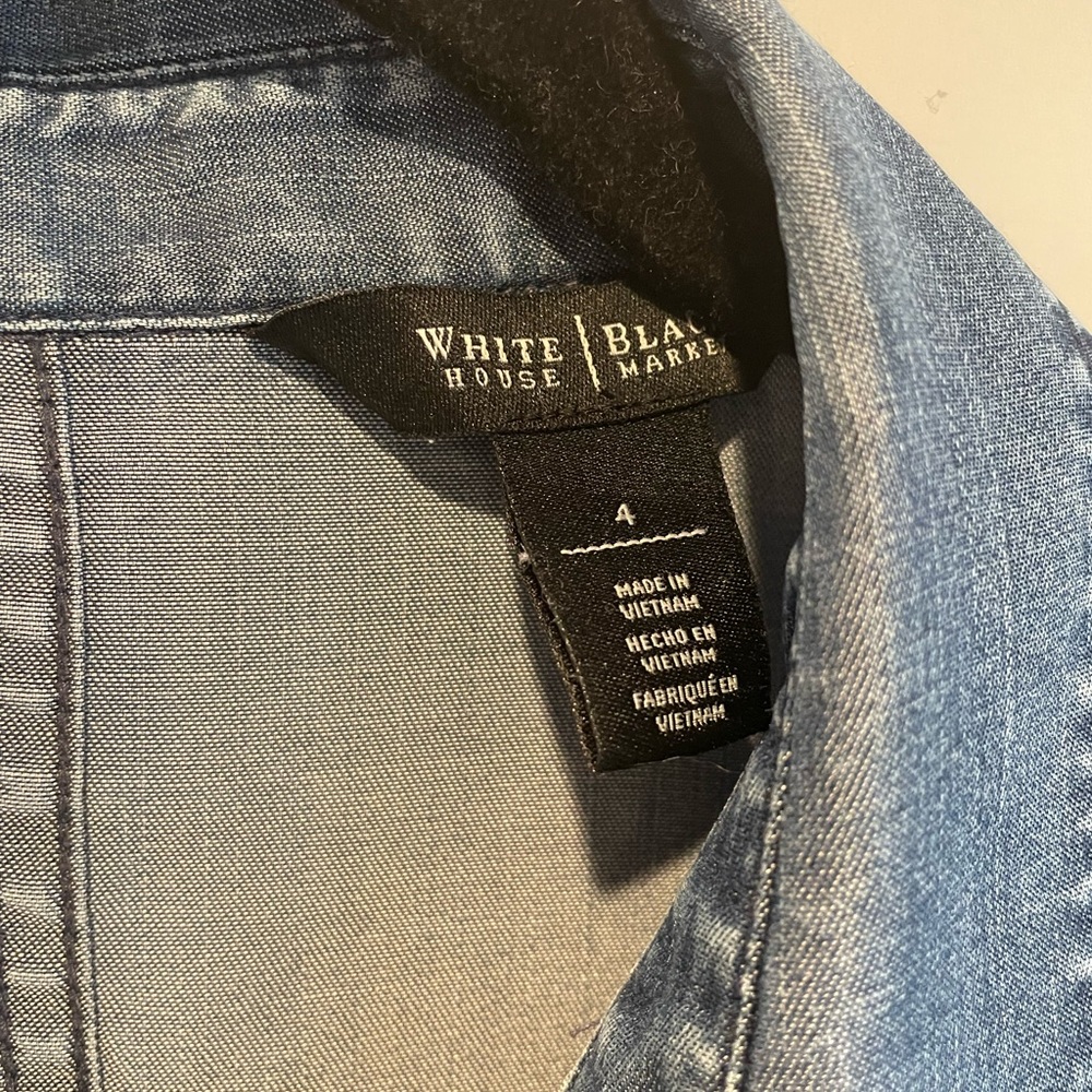 White House Black Market Light Blue Denim Button-Down Shirt - Picture 2 of 5